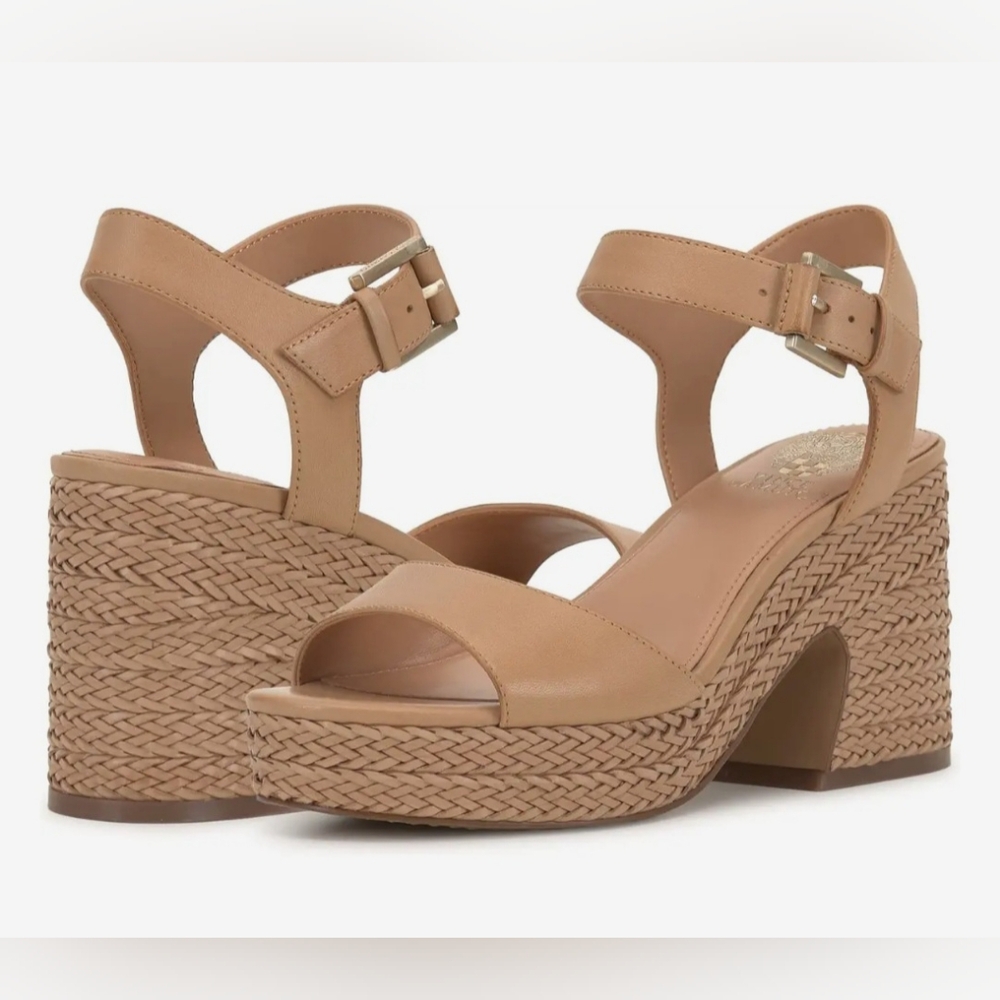 New Vince Camuto Ranneli Heel Beige Sandals Size 8.5